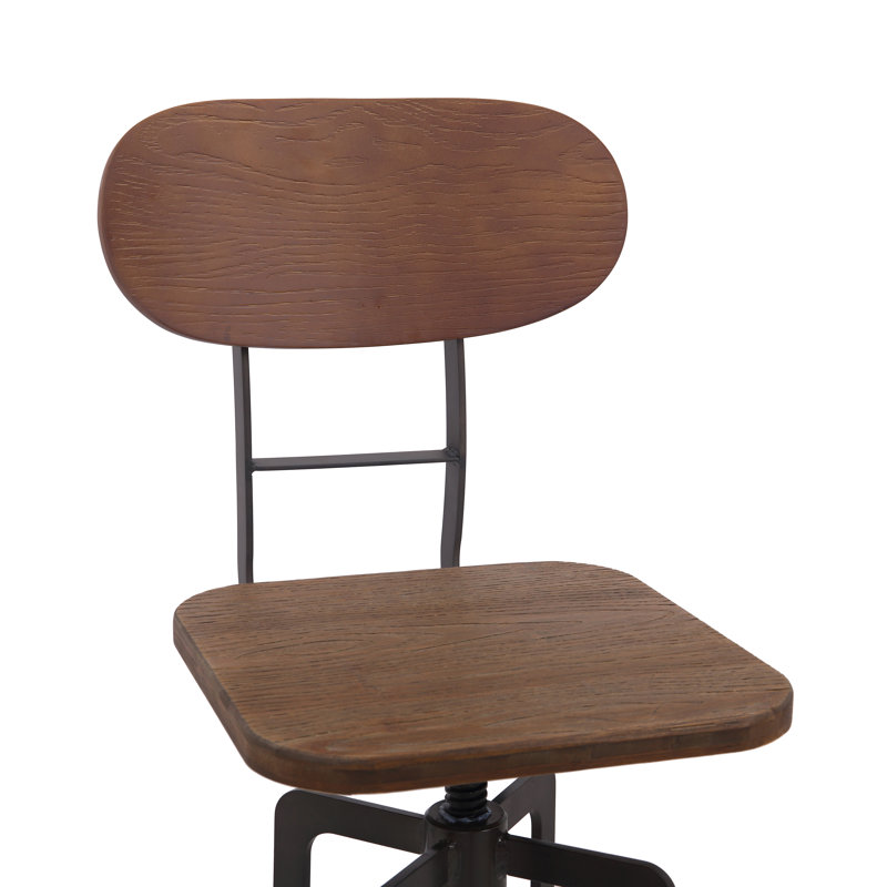 Hiliritas Swivel Adjustable Height Counter Stool with Metal Frame, Gun Metal Grey/Brown