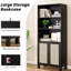 Bibliothèque noire à 5 niveaux avec portes, rangement polyvalent pour grandes tablettes, bureau et cuisine-154506329