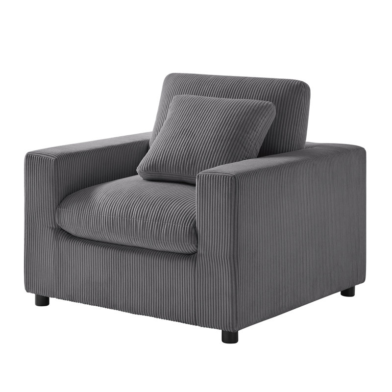 Jodina Modern Armchair, Tranala Grey Corduroy