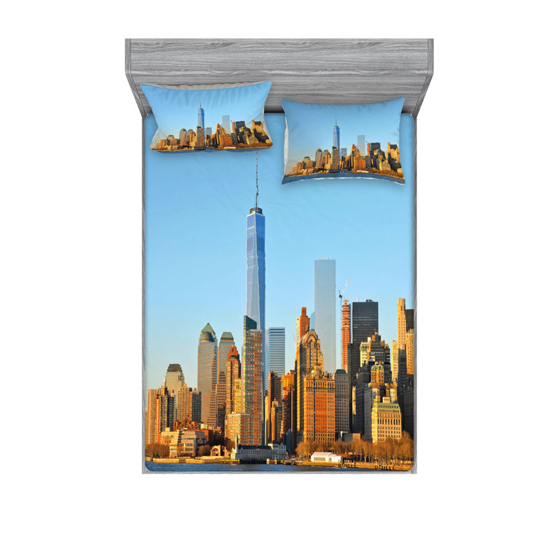 Ensemble de draps New York City, Ensemble de drap pour grand lit avec drap-housse