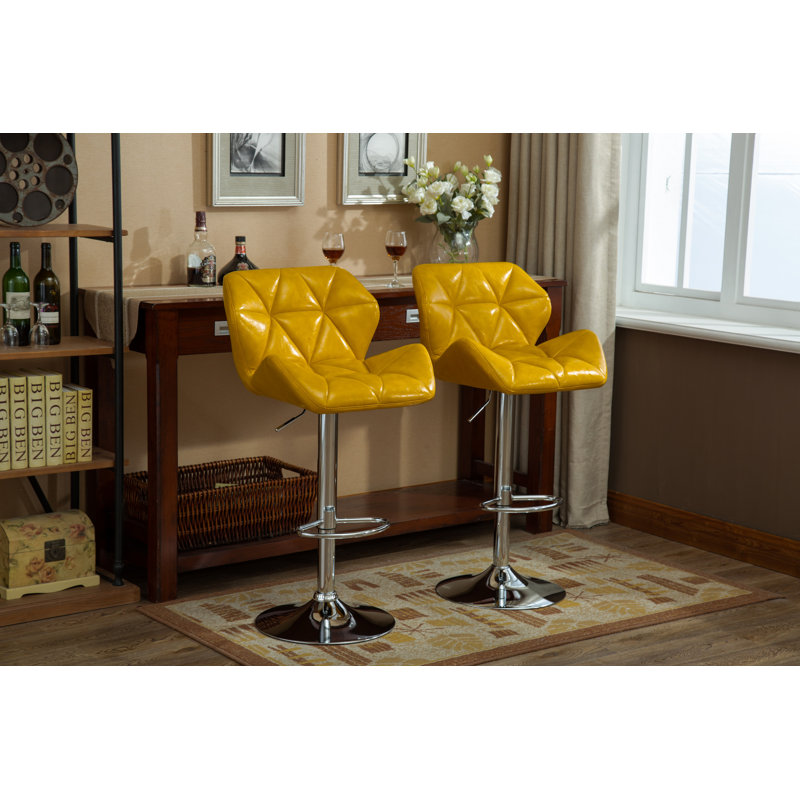 Tabourets de bar contemporains réglables à hauteur réglable avec pivot et repose-pieds, ensemble de 2, Blue