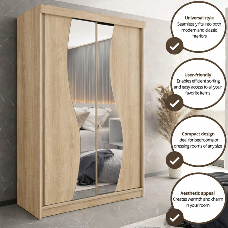 Ajtene 2 Door Wardrobe, Natural Wood