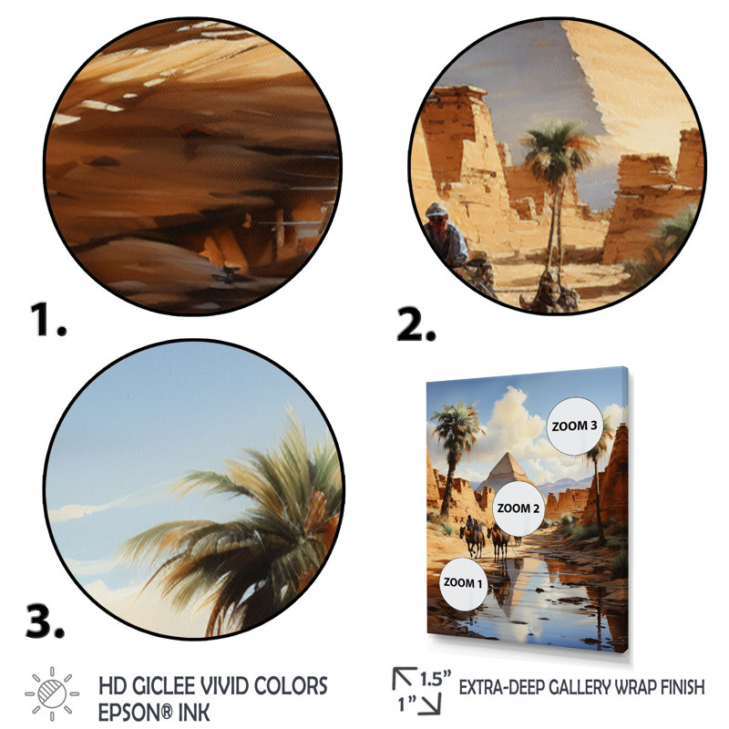 Pyramides majestueuses égyptiennes II - Égypte, art mural, H 44 po x l 34 po x P 1,5 po, Cadre photo blanc