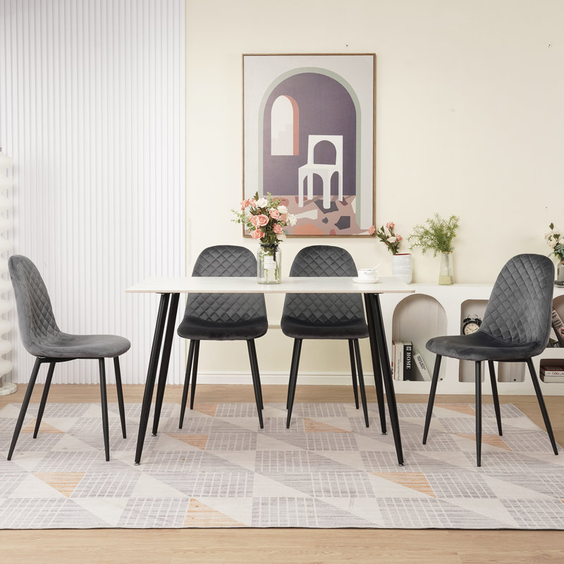 Grey Velvet Dining Chairs Upholstered seat, 4
