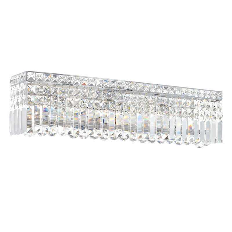 Chrome 26" Wide Vanity Light for Bathroom, 6-Light Crystal Sconce with E12 Bulb Base – LED Compatible, BACL Certified