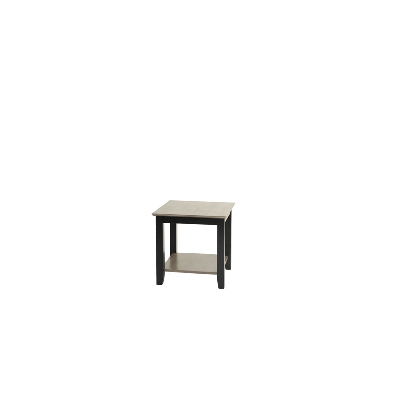Modern Grey / Black Two Tone Finish 1Pc End Table Under-Table Shelf Storage Living Room Rubberwood Walnut Veneer