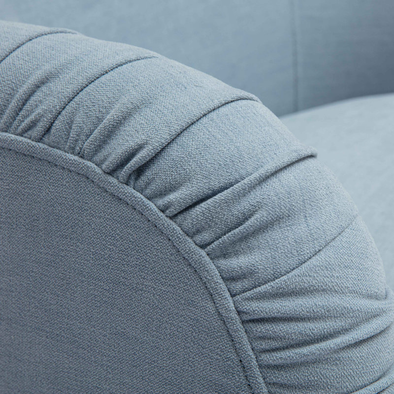 Upholstered Barrel Chair, Blue Polyester Blend