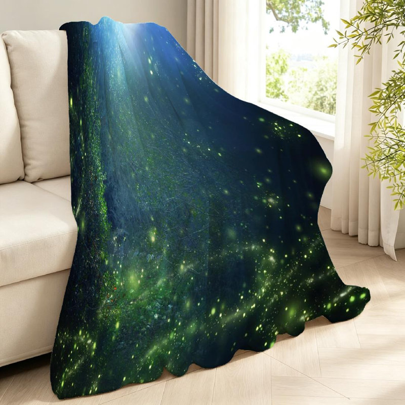 Jeté transparent en flanelle molletonnée ultra-douce, abstrait et imprimé Firefly, Jeté 40 po x 50 po