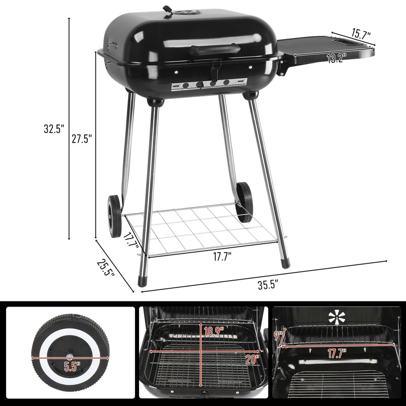 Winado 35.5'' W Portable Charcoal Grill