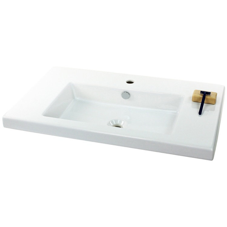 Brayden Studio® Hernandes 17.72'' Glossy White Vitreous China Rectangular Bathroom Sink with Overflow