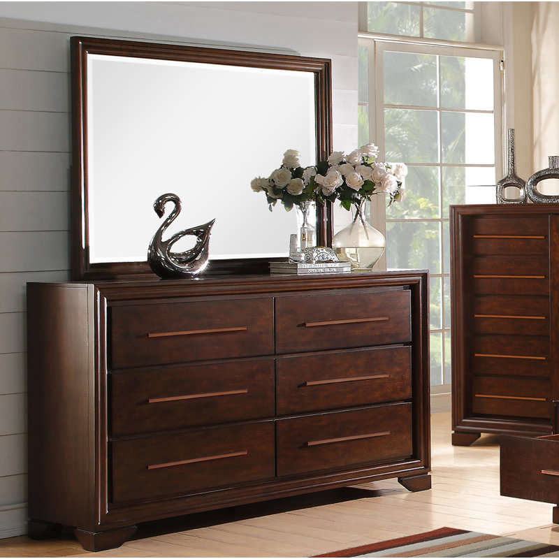 Commode double 6 tiroirs avec miroir Kostya