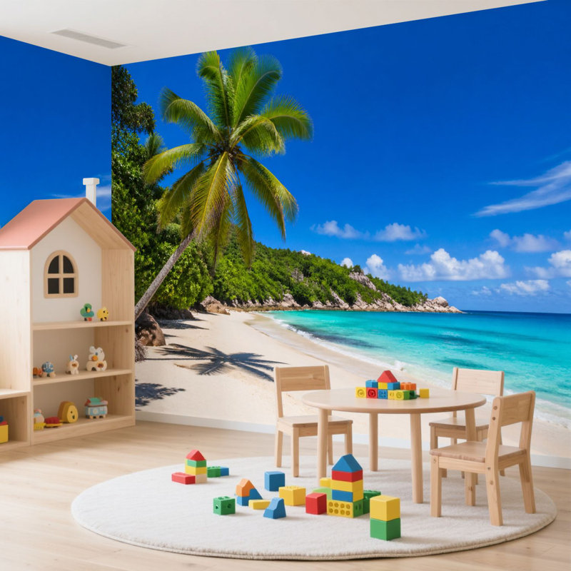 Papier peint adhésif autocollant Palm Beach Tropical Beach, L 100 po x l 144 po