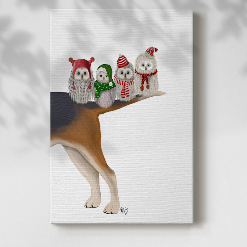 «Christmas Bummer Owls» sur toile, H 60 po x l 40 po x P 1,5 po