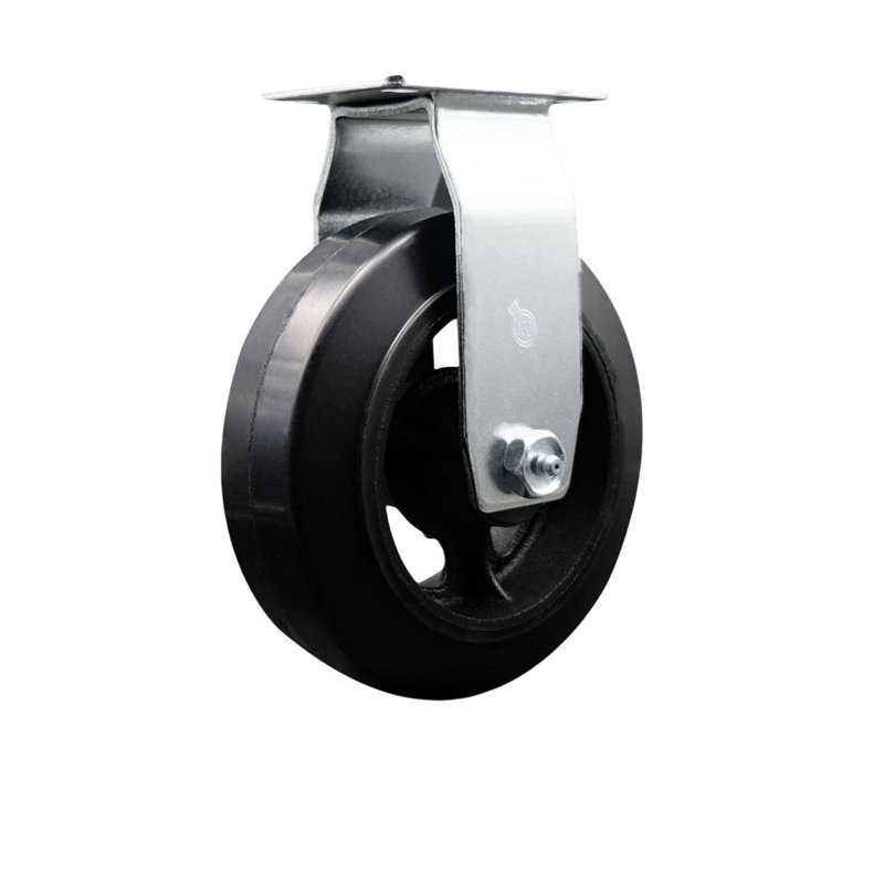 Rubber on Cast Iron Wheel Rigid Caster with Ball Bearing