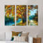 «Trees In Warm Autumn Colors» par Bright Blue River - ensemble d'art mural sur toile encadré traditionnel de 3-51900115-51900127