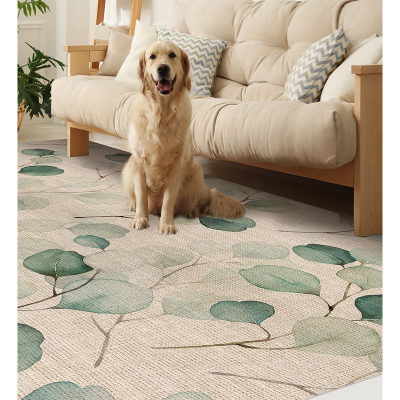 Burchett Vinyl Machine Printed Area Rug, Rectangle 3'3.4" x 4'4.4"