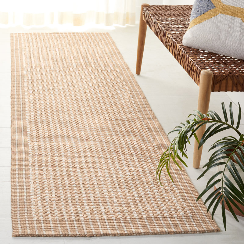 Tapis ivoire / beige tissé à la main erroll Pollux, Tapis de couloir 2 pi 6 po x 8 pi