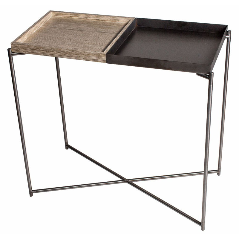 Bedell 83.2cm Console Table, Weathered Oak/Gun Metal, Gun Metal