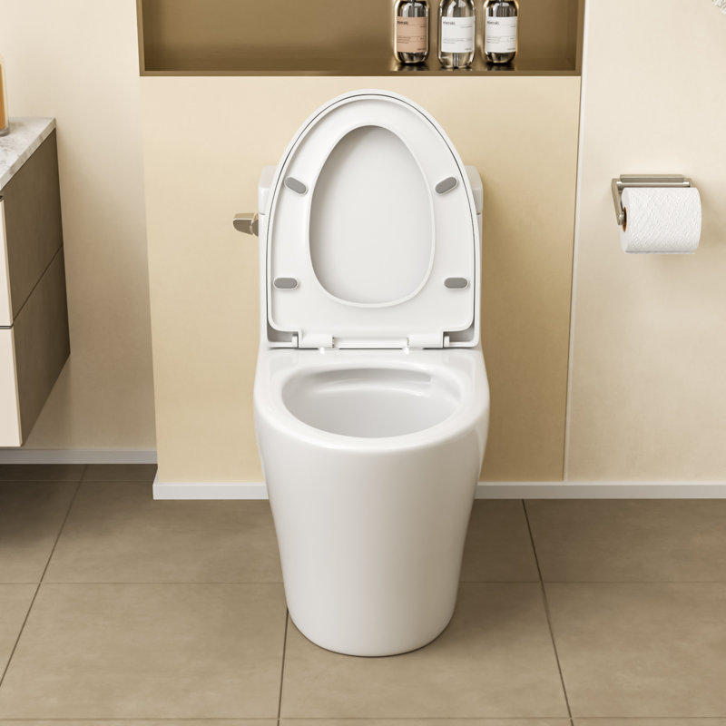 Elongated Single Flush Standard 15.75" Height Toilet Siphon flushing One-Piece Toilet (Seat Included), Single Flush