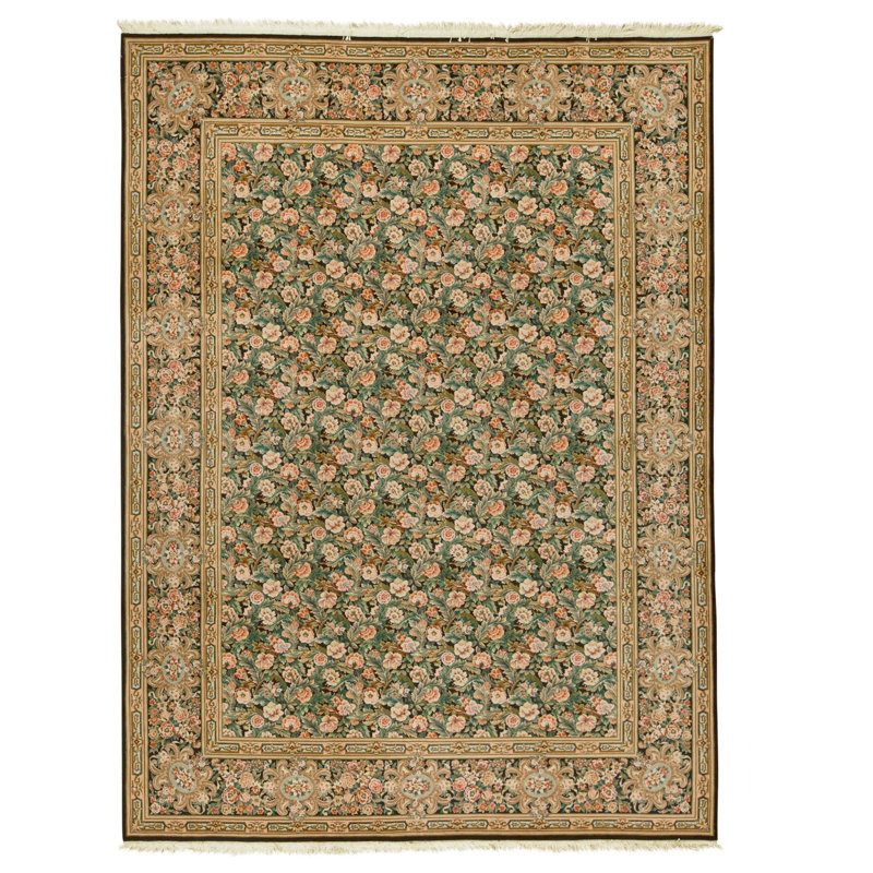 Hand Knotted Wool Area Rug in Black