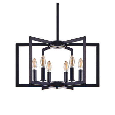 Lustre géométrique noir moderne 22 po - Luminaire suspendu industriel en métal pour la salle à manger, la cuisine et le salon