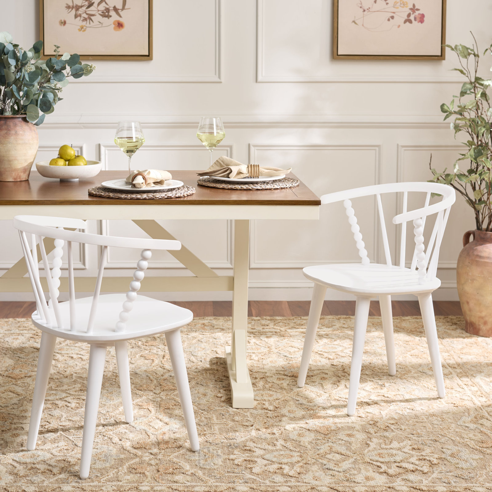 Curved Back Armchair, White