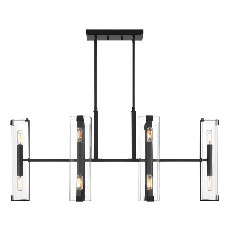 Winfield 12-Light Linear Chandelier, Matte Black