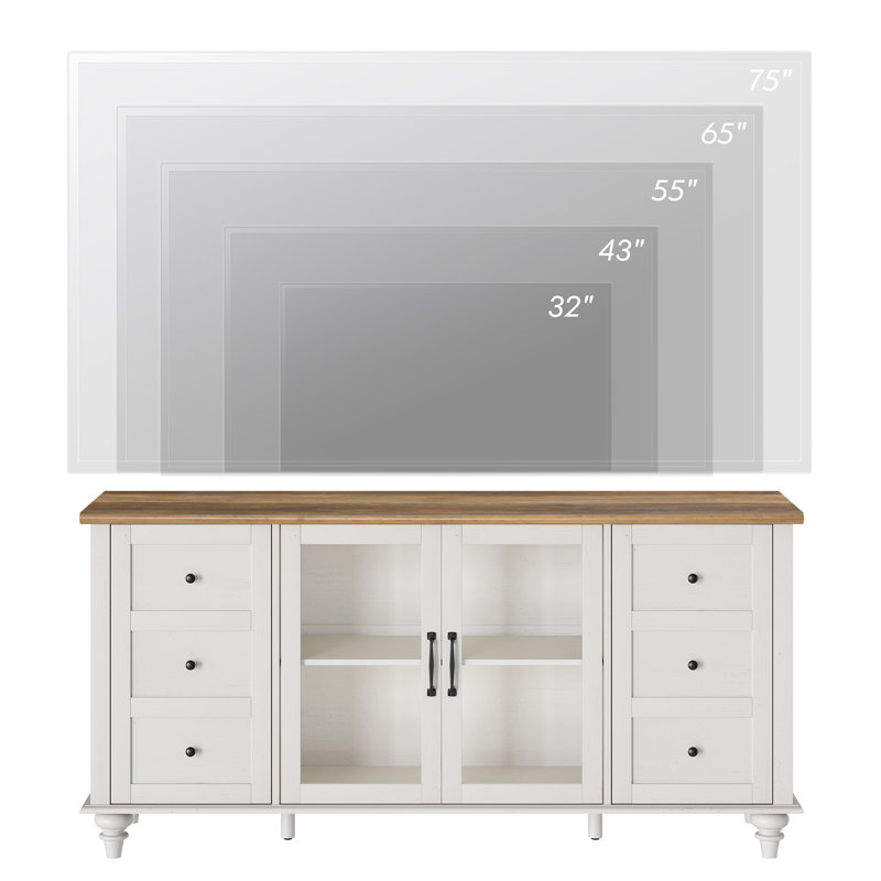 Ensemble de table de salon Latece, 1 meuble télé en bois pour téléviseur 65 pouces, 2 tables de bout