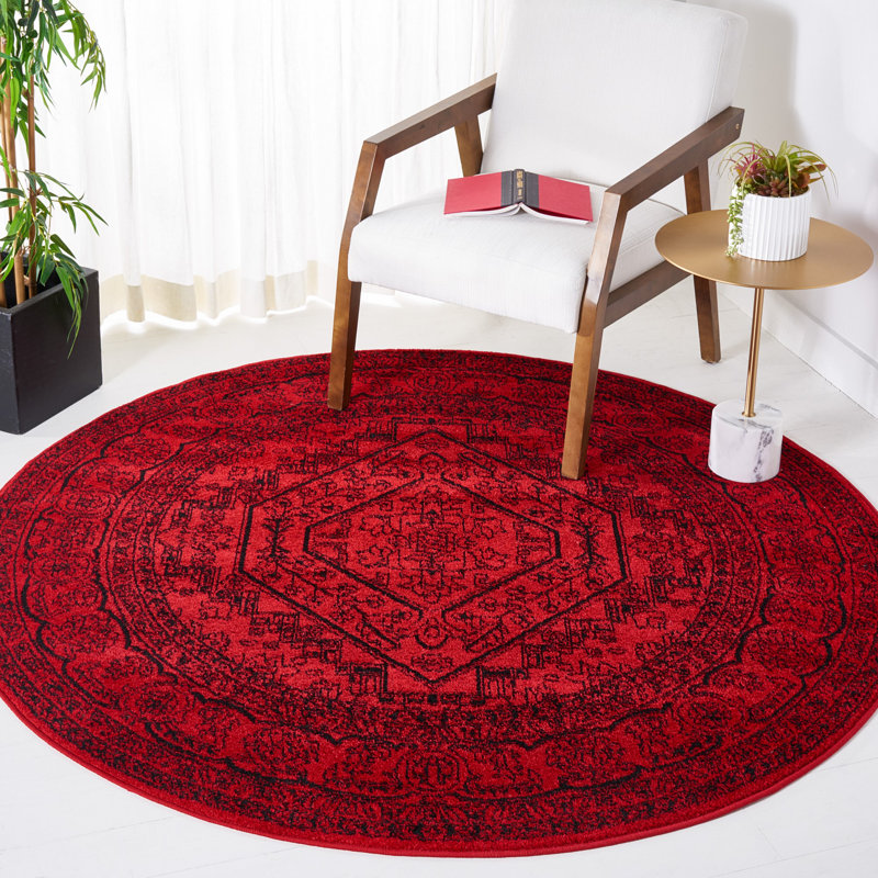 Tapis oriental rouge / noir Nicarla, Rond 6 pi