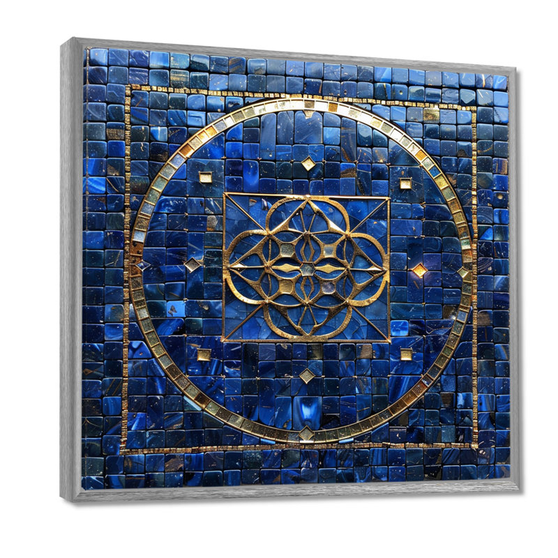 Balance, fleur de vie, or bleu - décoration murale géométrique, H 36 po x l 36 po x P 1,5 po