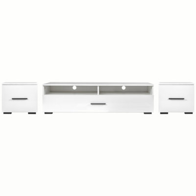 Extended, Minimalist Design TV Stand With Color Changing LED Lights, Modern Universal Entertainment Center, High Gloss TV Cabinet For 90+ Inch TV, Whi -  Ivy Bronx, E1C557E8A02A452D9D31309205F68A06