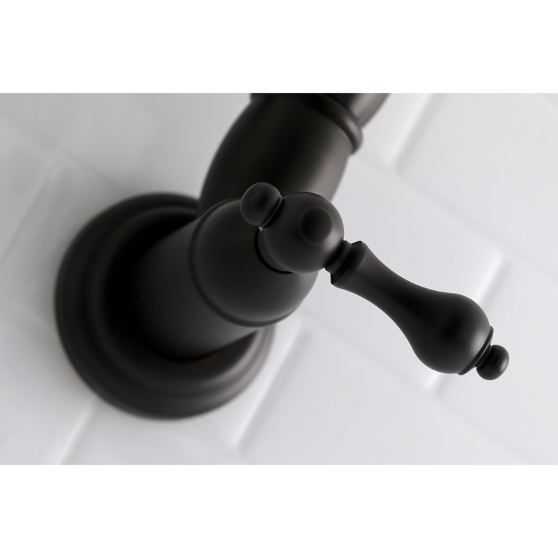 Kingston Brass Restoration Two-Handle 1-Hole Wall Mount Pot Filler Faucet, Matte Black