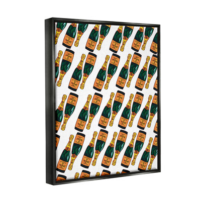 " Pair Champagne Bottles Pattern Arrangement Alcohol Drink " Graphic Art Print