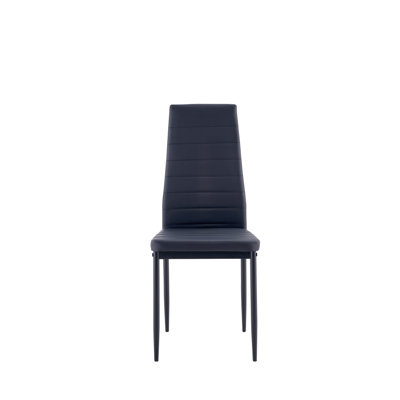 Chaise de salle à manger pour quatre personnes - cuir d'unité centrale, noir, 16,5 po x 16 po x 38,41 po, capacité de charge totale de 280 lb
