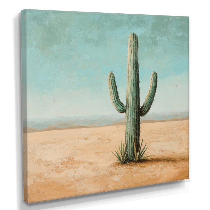 Cactus dans le désert III - Cactus, art mural, H 36 po x l 36 po, Toile tendue, Ne s’applique pas