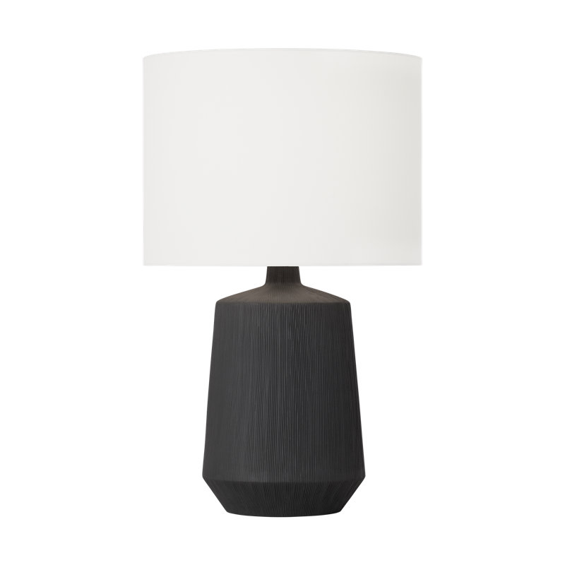 Latham Ceramic Table Lamp, Rough Black