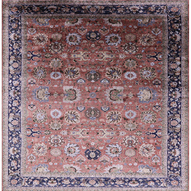 Tapis brun à motif oriental, Carré 3 pi