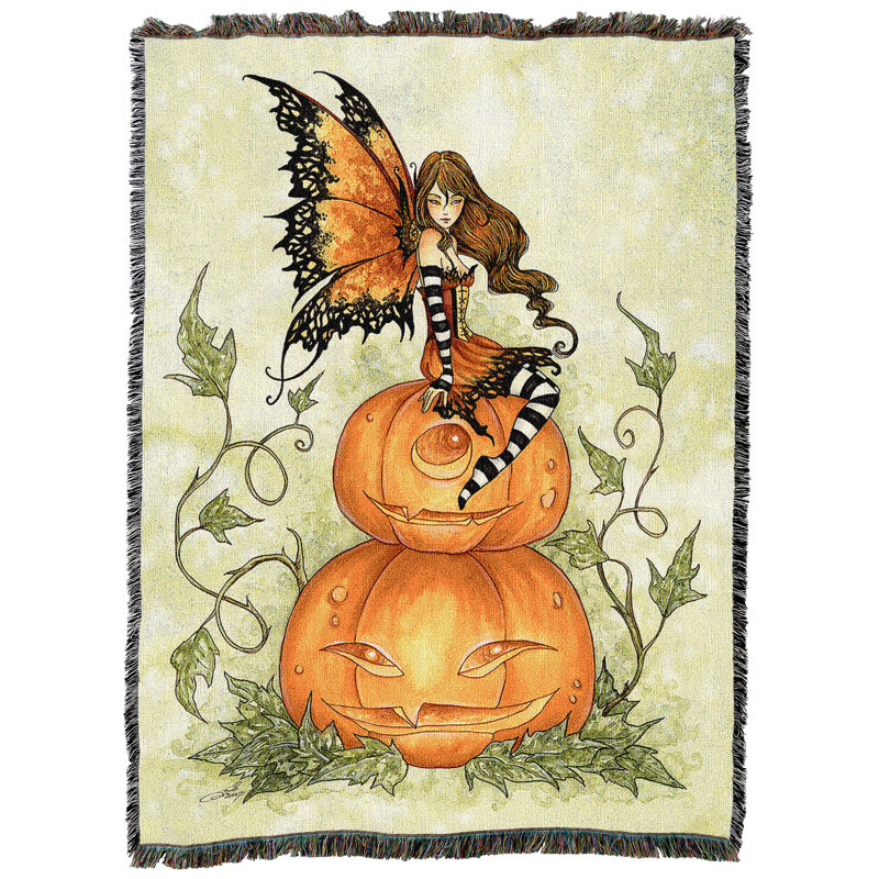 Pure Country Weavers Pumpkin Fairy Blanket by Amy Brown - Gift Fantasy Tapestry Throw Woven from Cotton - Made in the USA (72x54)