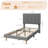 Twin Size Velvet Upholstered Platform Bed Frame with Adjustable Headboard, No Box Spring Required, Easy Assembly, Grey-773057763-773057760