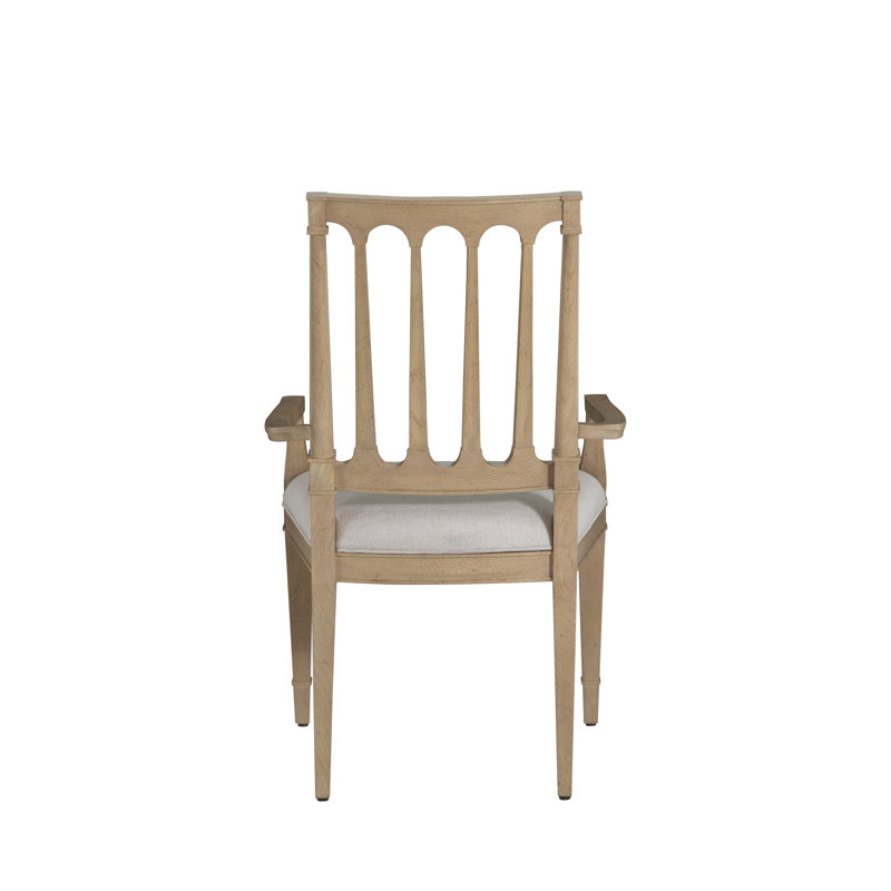 Mathis Wood Sculpted Back Dining Arm Chair, Rustic French Oak