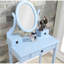 Table de coiffeuse bleue et tabouret magnétique avec 3 tiroirs de rangement-1546473011