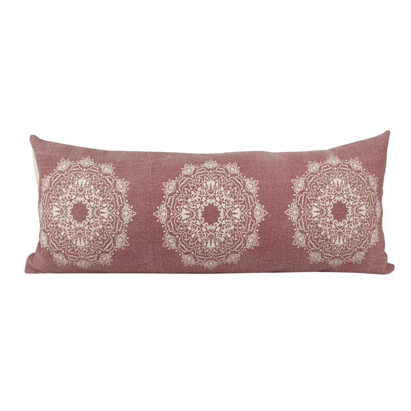 Red and White Organic Cotton Mandala Lumbar Pillow Cover