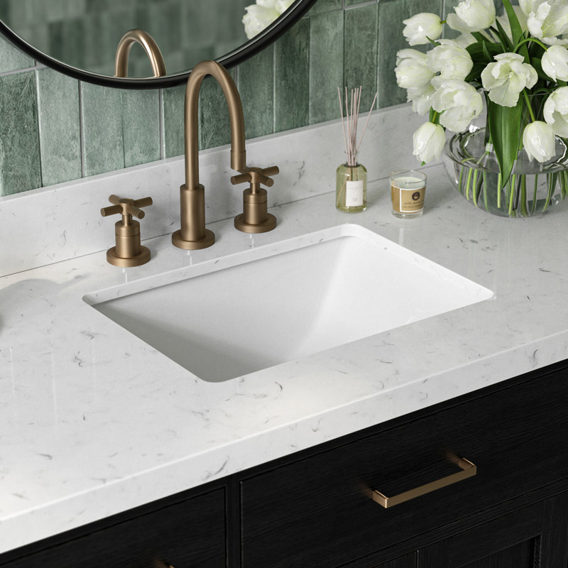 Ensemble de meuble-lavabo simple en bois massif 48 po avec lavabo en quartz Carrara de 1,5 po Tidworth, Forme rectangulaire