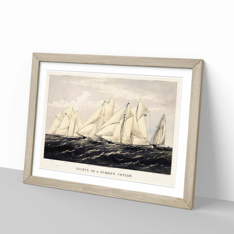 Yachts on a Summer Cruise - Picture Frame Painting Print, 27cm H x 36cm W x 2cm D, Oak Framed