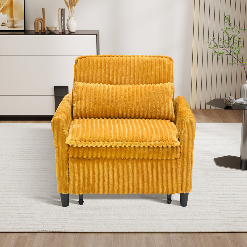 Chaise d'appoint convertible rembourrée en velours côtelé, Jaune