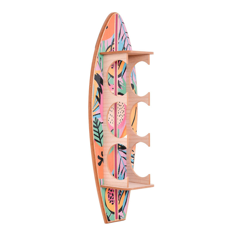 Kersh Tipsy Fruit Surfboard Wine Rack - 8" x 25.5" x 7.5"