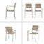Chaise de salle à manger d'extérieur moderne en aluminium avec siège en faux bois (ensemble de 2)-1089628127