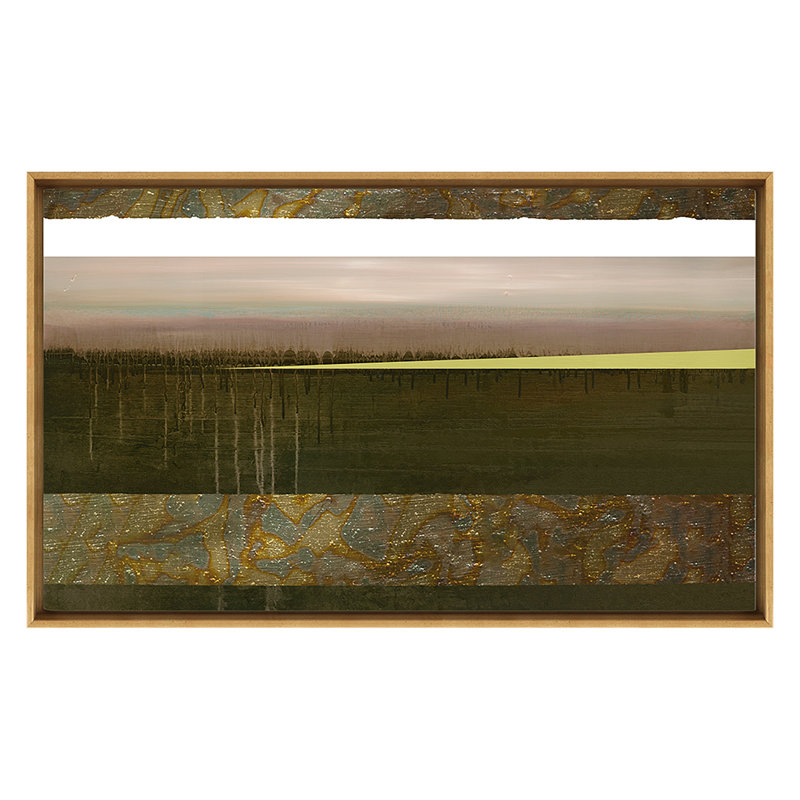 «Seeds Beneath Snow» par Lesley Frenz - peinture sur toile à cadre flottant, Or, H 34 po x l 54 po x P 2 po