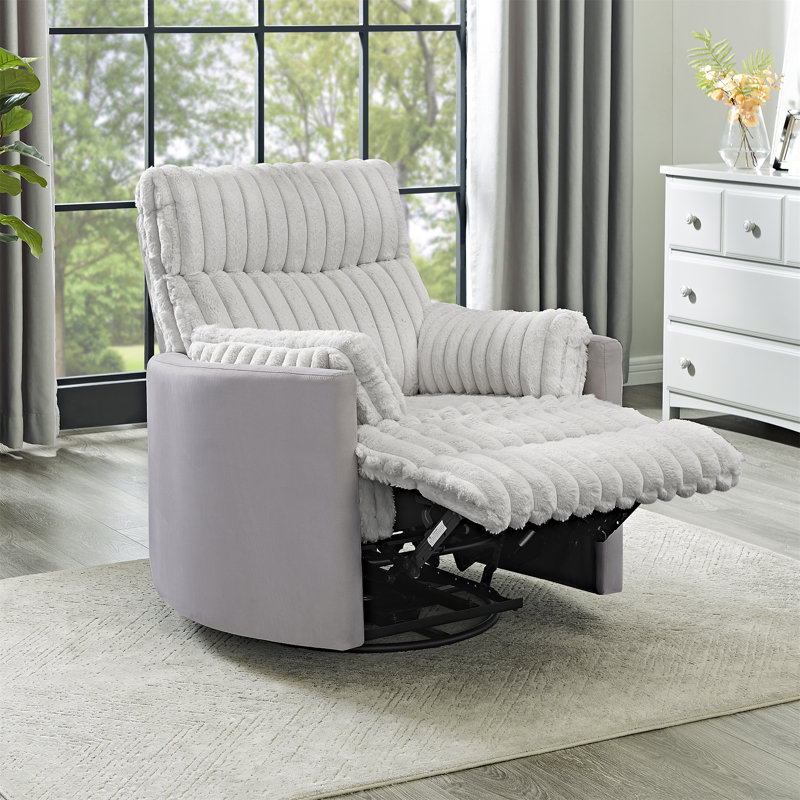 Bocaton Wide Wale Corduroy Upholstery Manual Recliner, Gray
