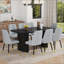 Table de salle à manger spacieuse en bois aggloméré et 8 chaises en polyuréthane, idéales pour un décor moderne et luxueux-975412961-975412962